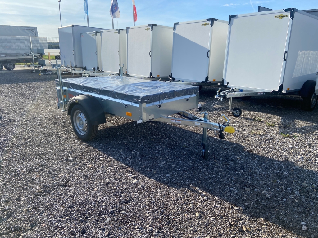 Humbaur Steely 750kg ungebremst Ladefläche 2,05 x 1,09 m Komplettangebot Flachplane + Stützrad + Stützen