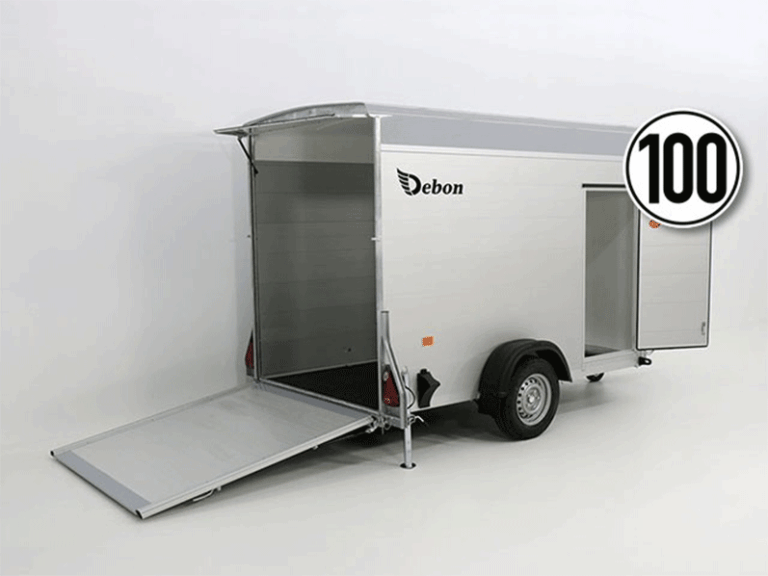 Debon Kofferanhänger Cargo H:190cm 1,3t|Alu, Polybug|Tür|grau-Neu